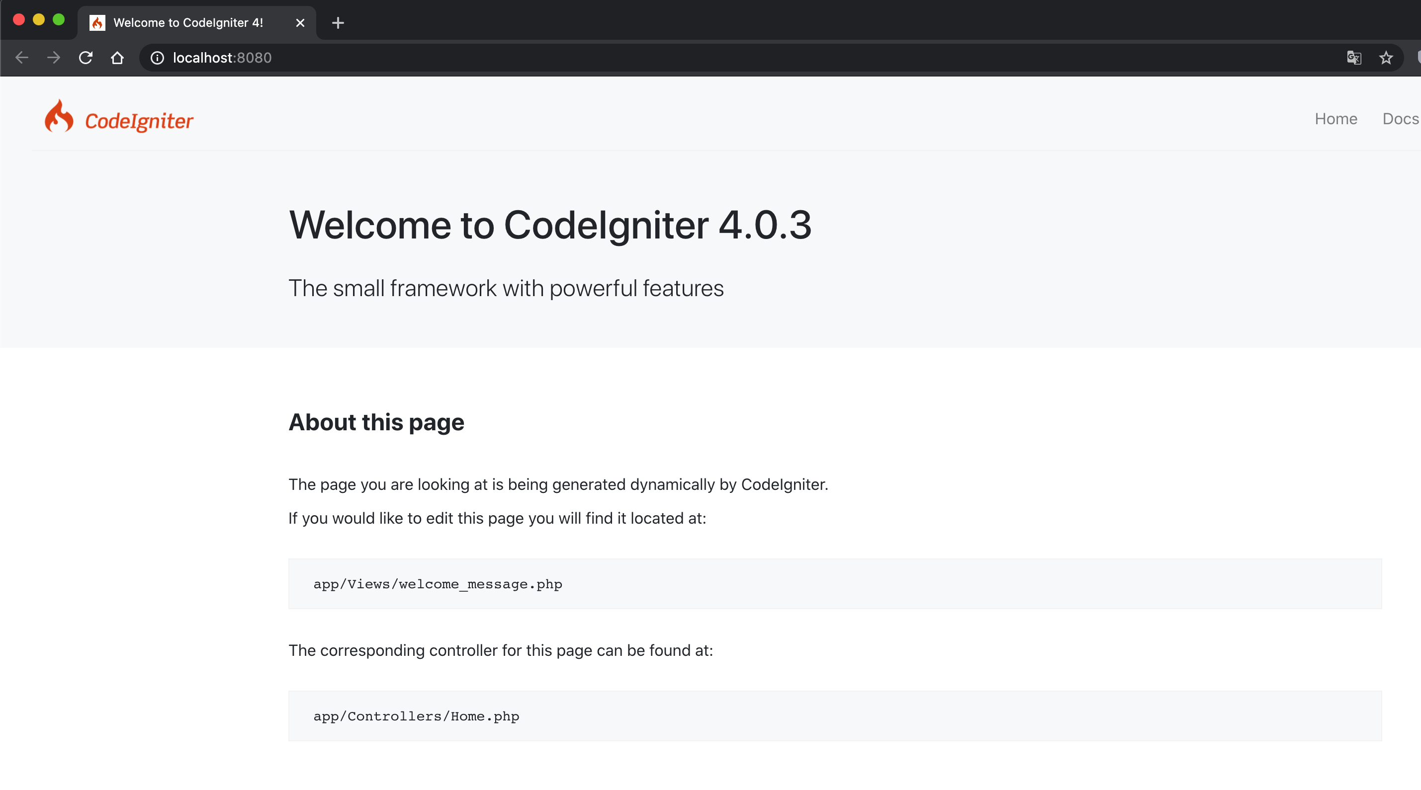 CI Welcome page